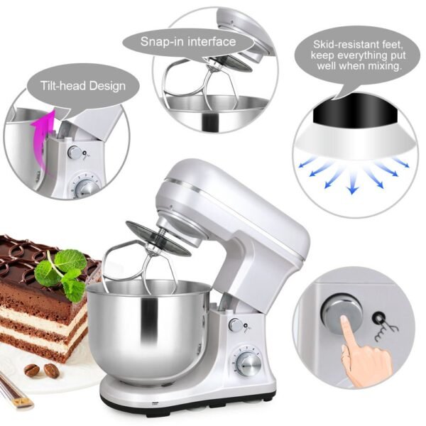 Kitchen Stand Mixer 5QT Bowl 220V Electric Food Mixer 6 Speeds Kitchen Mixer for Daily Use with Egg Whisk Dough Hook Flat Beater