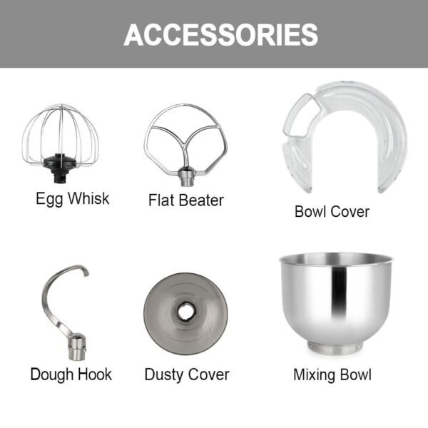Kitchen Stand Mixer 5QT Bowl 220V Electric Food Mixer 6 Speeds Kitchen Mixer for Daily Use with Egg Whisk Dough Hook Flat Beater