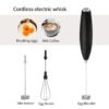 Compact 2-in-1 Handheld Milk Frother Egg Whisk Portable Battery-Powered Mini Blender With Stainless Steel Stand for Coffee