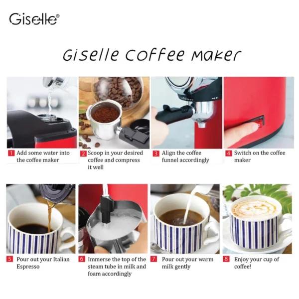 51mm Giselle Espresso Coffee Milk Bubble Maker Machine 800W KEA0330RD